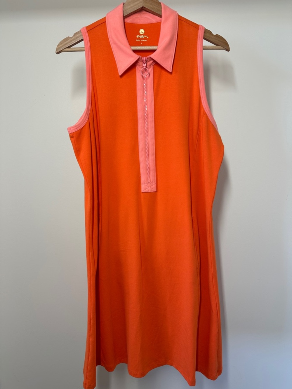 Spartina 449 Freya Zip Dress in Sunset Orange - Picture 3 of 10